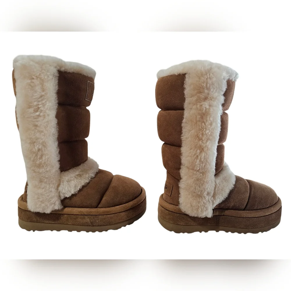UGG Chestnut Tan Shearling Trim Winter Boots